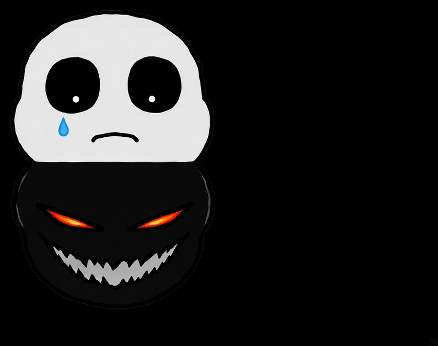 AbyssAnon — white sad face over hell grin